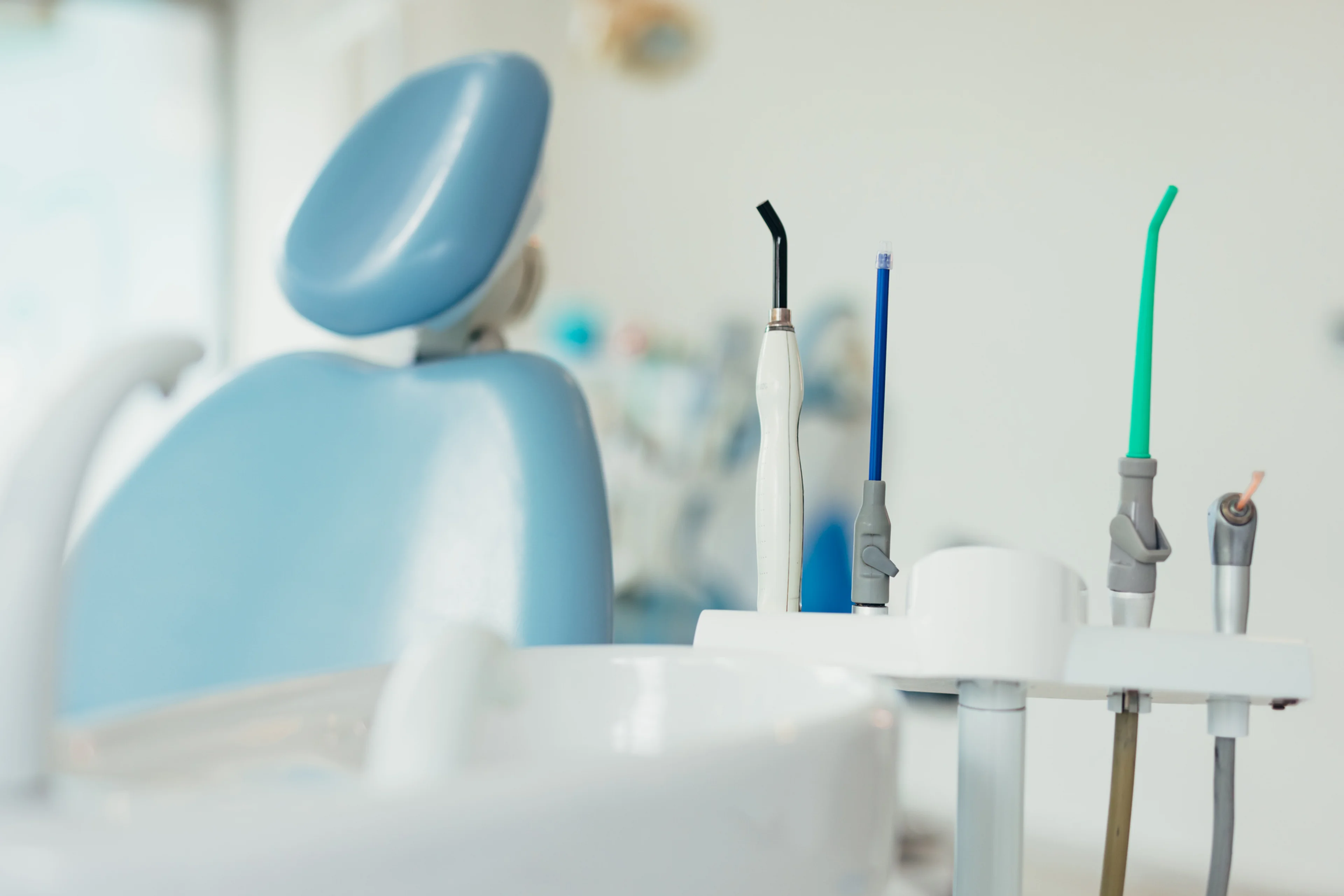 Dentist chair and tools.