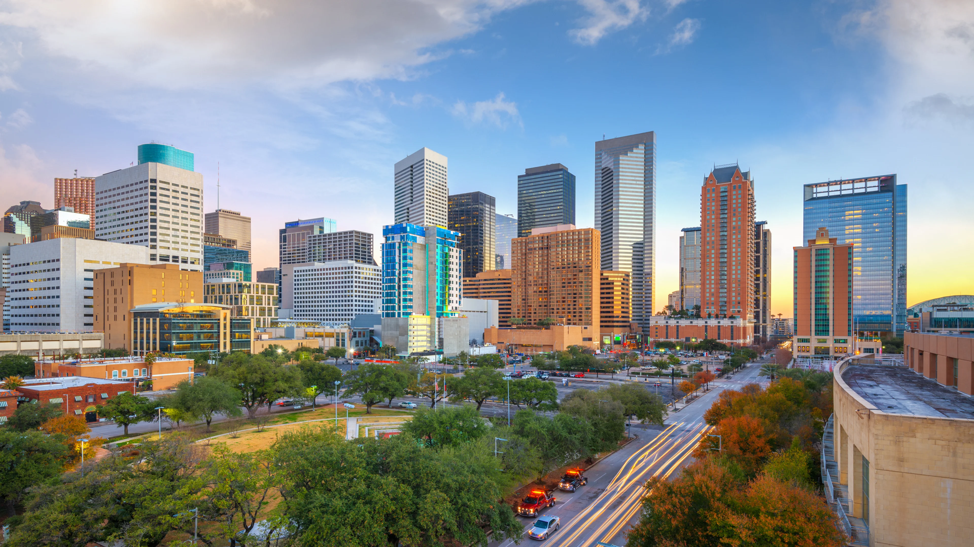 Downtown Houston skyline in the morning.
