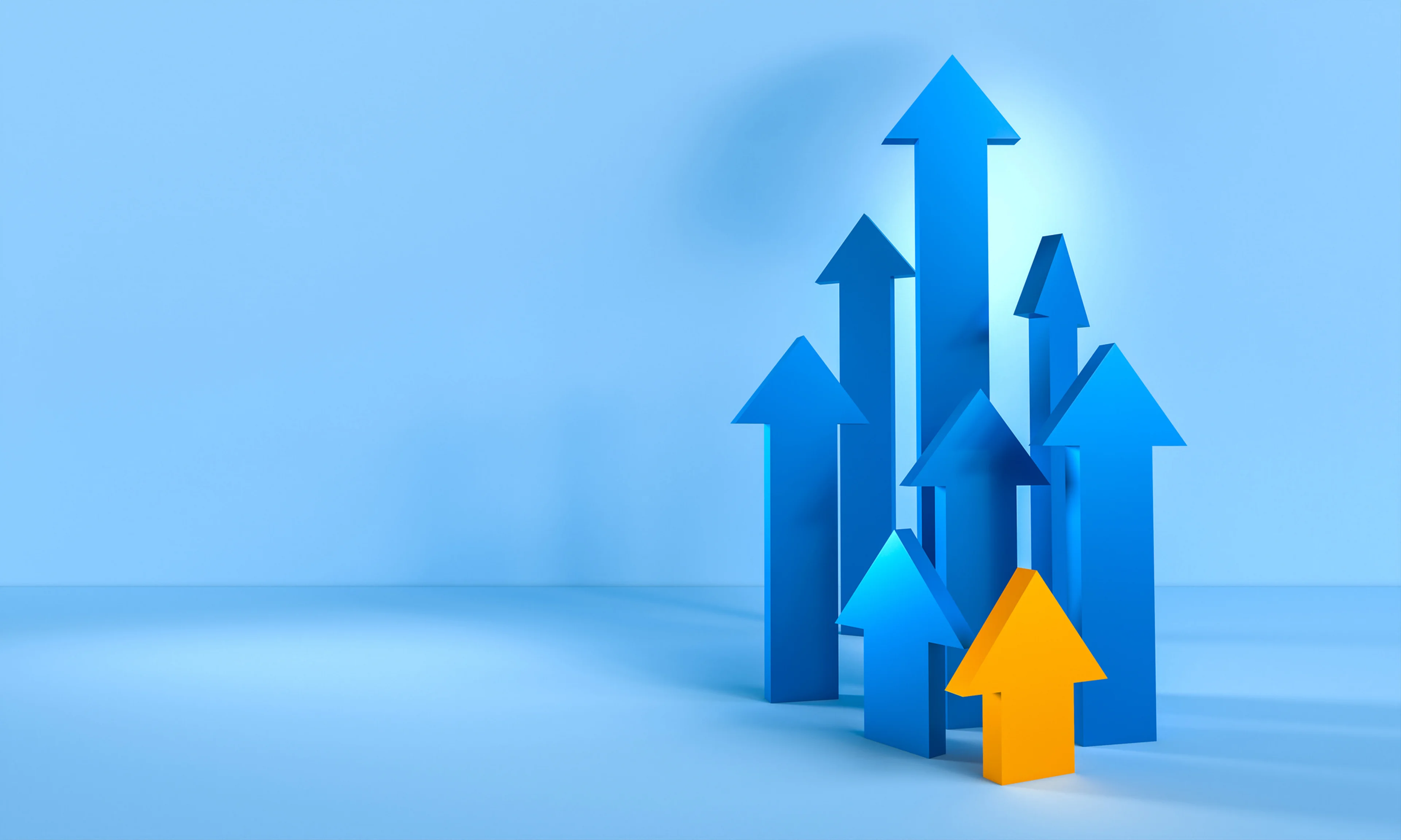 Different arrow sizes propelling upwards.