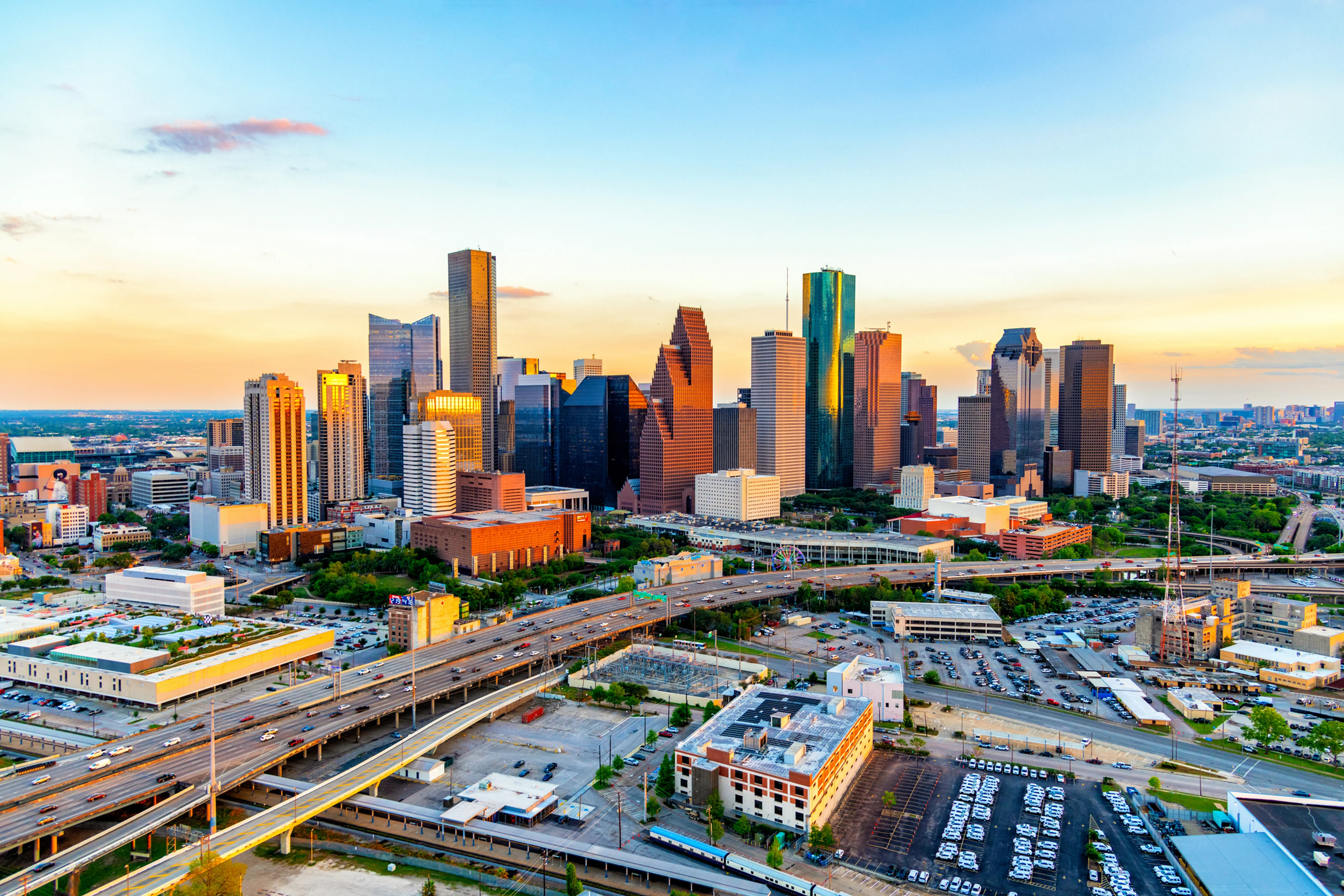 Houston Texas Skyline During Sunset